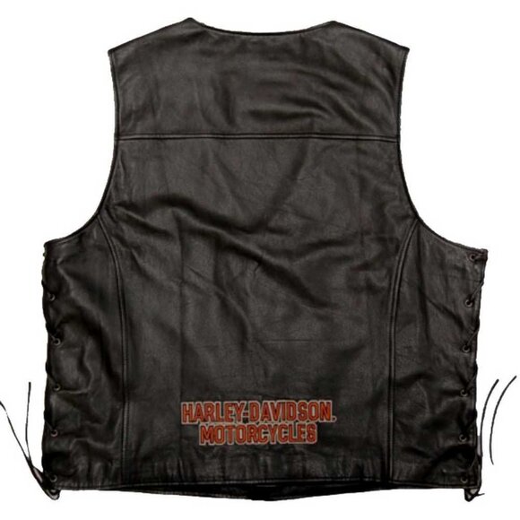 Harley Davidson Pathway Side lace Black Leather Vest, Size XL - Picture 4 of 9